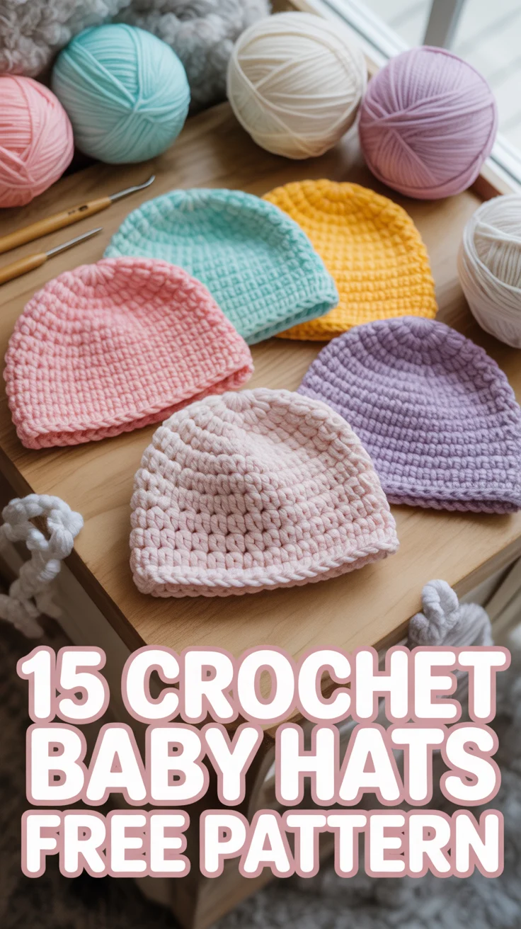 🧶 15 Crochet Baby Hats Free Pattern