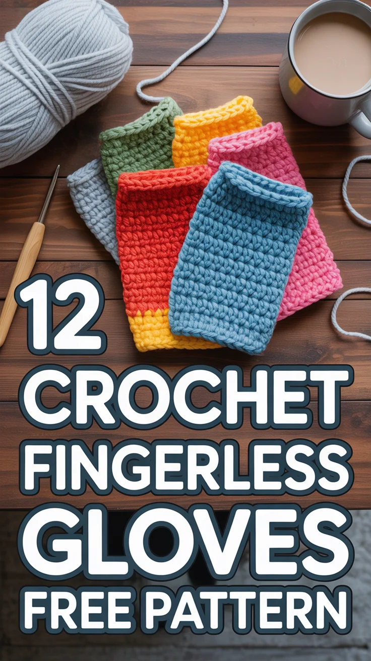 🧶 12 Crochet Fingerless Gloves Free Pattern
