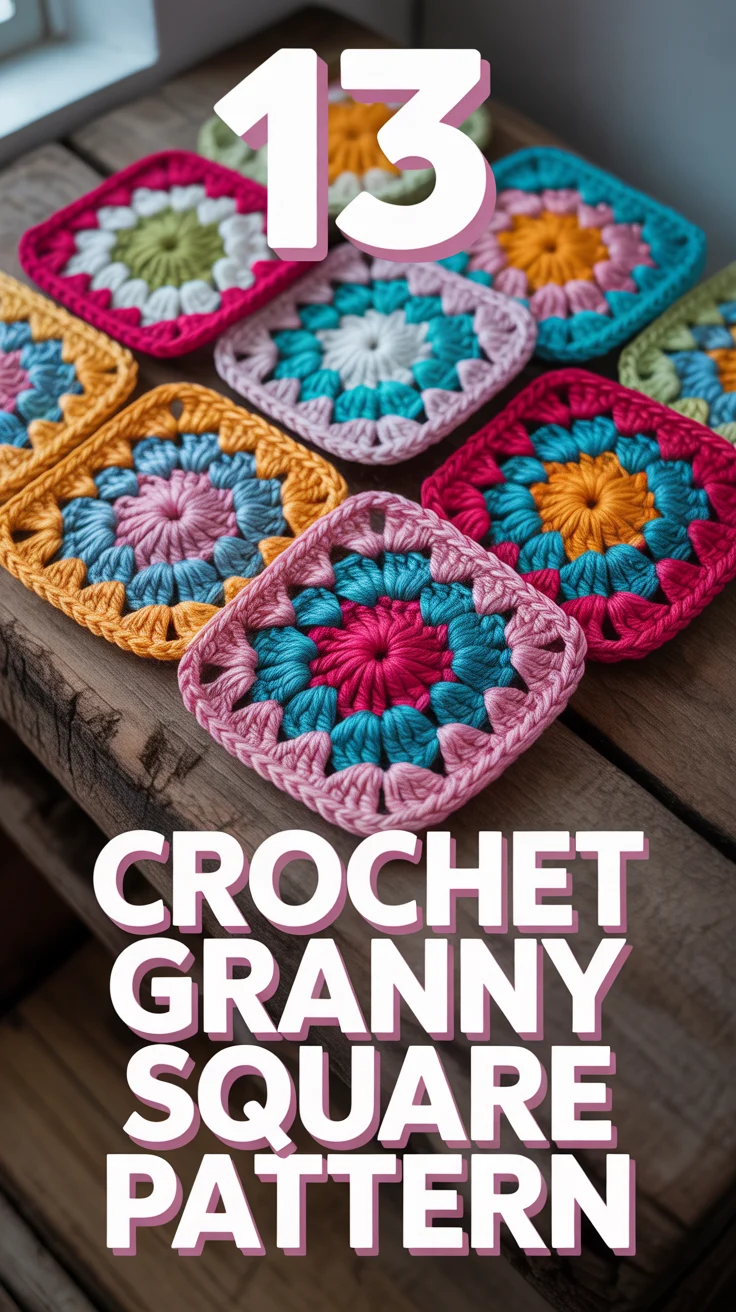 🌸 13 Crochet Flower Granny Square Pattern