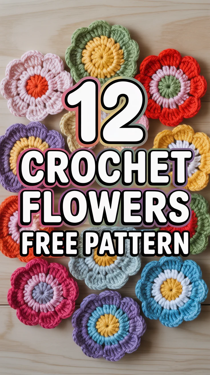 🌼 12 Crochet Flowers Free Pattern