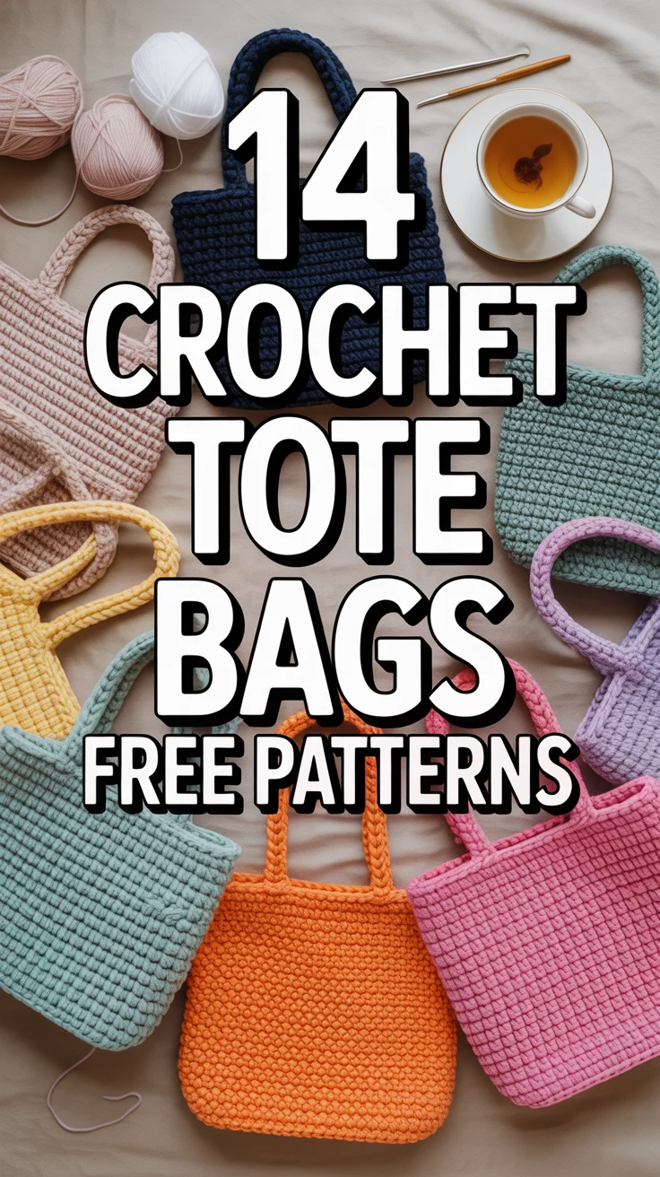 🧶 14 Crochet Tote Bags Free Patterns