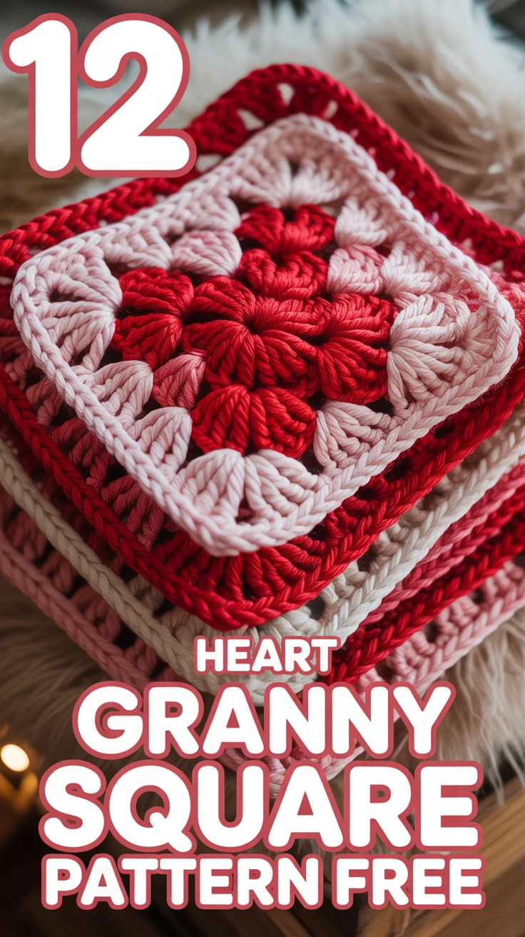 ❤️ 12 Heart Granny Square Pattern Free