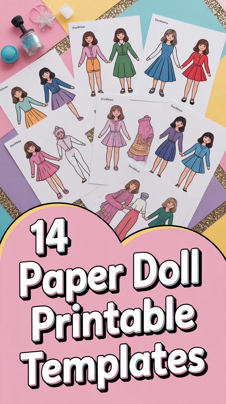✂️ 14 Paper Doll Printable Templates