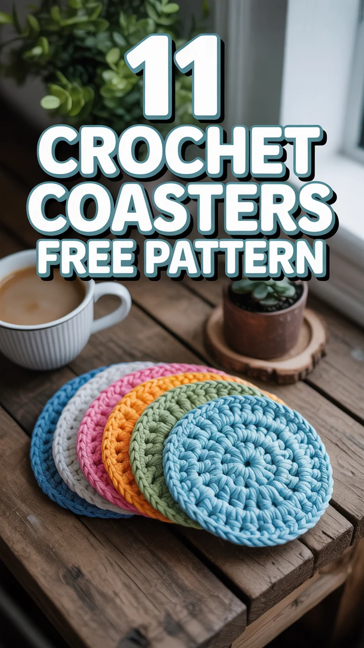 🧶 11 Crochet Coasters Free Pattern
