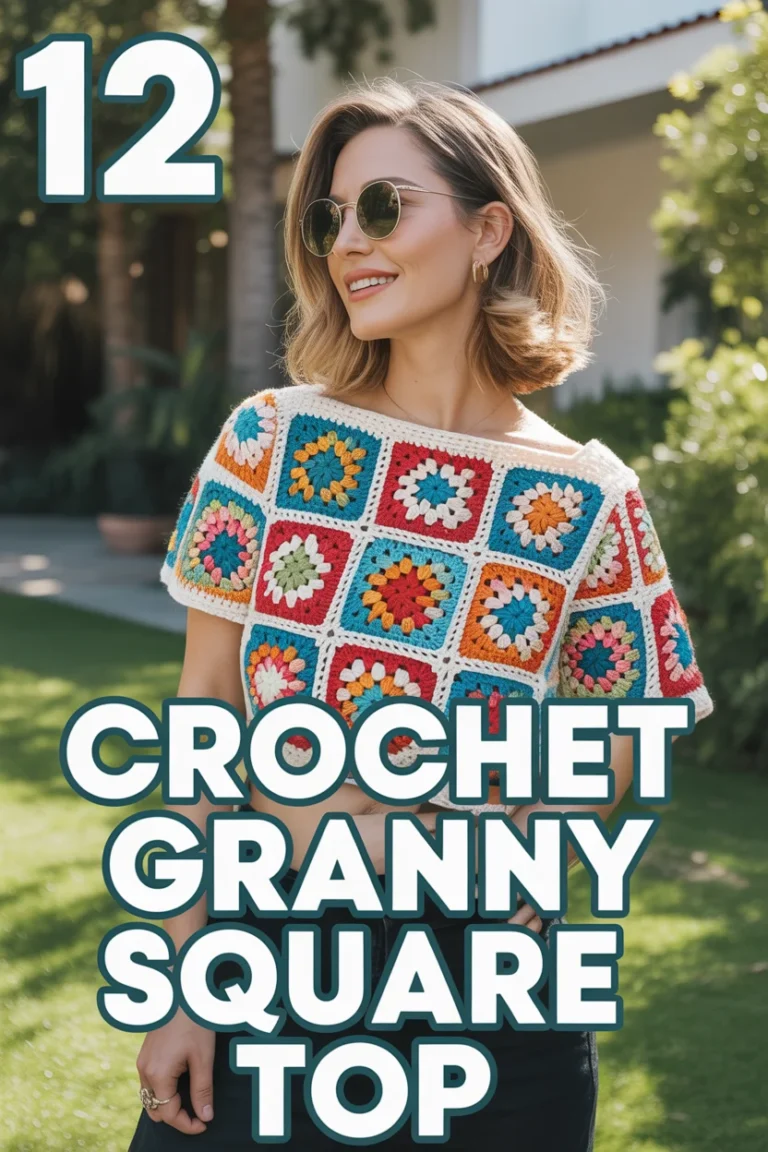 🧶 12 Crochet Granny Square Top